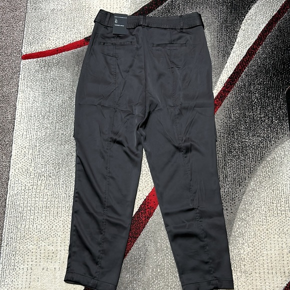 NWT WHBM Belted Tapered Utility Trouser Black Satin - Picture 4 of 8